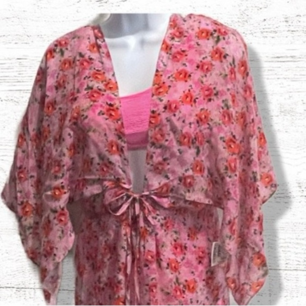 New Kareena’s Silky Sheer Floral Swimsuit Cover-Up One Size